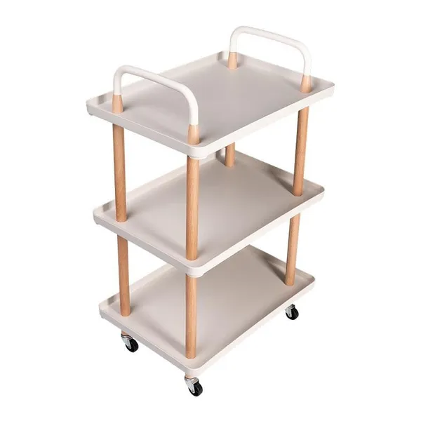 Carrinho Organizador Multiuso Zinnia Kyoto ZO6 Branco e Madeira ZNC-OKYT-WT01