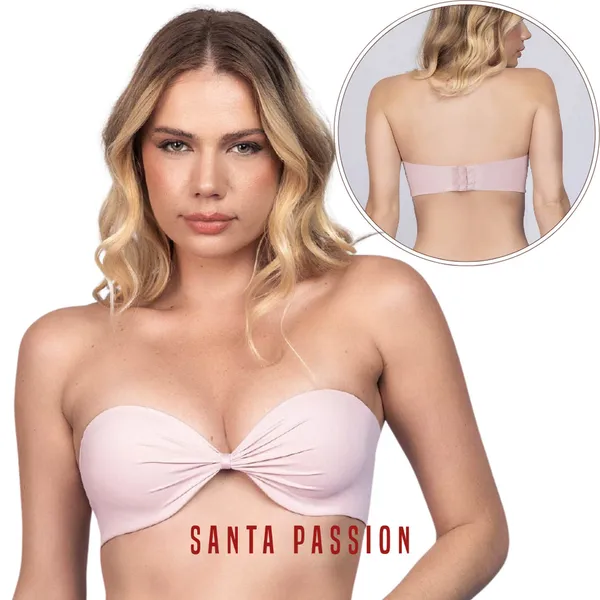 Sutiã Santa Passion Tomara que Caia com Bojo e Aro Liso de Alta Sustentação Push Up Confortável