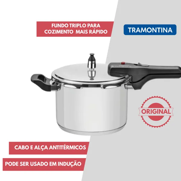 Panela de Pressão Inox Tramontina Brava 4,5L Fundo Triplo Indução