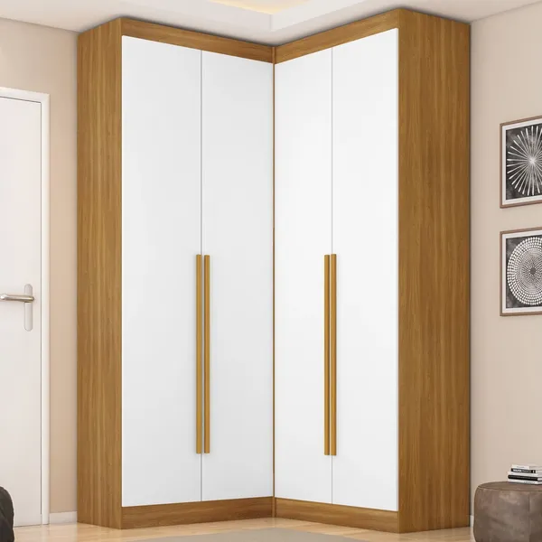 Guarda-Roupa Modulado Dormitório Casal Canto com 4 Portas Versatille Yescasa Freijó/Branco