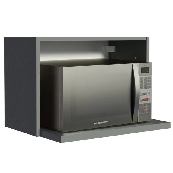 Armário de Cozinha Aéreo 60 cm com Nicho para Forno Cinza Nice Madesa