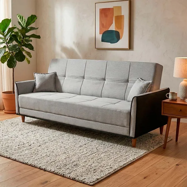 Sofá Cama Sérvia 2,00m Cinza Linho Rustico - King House