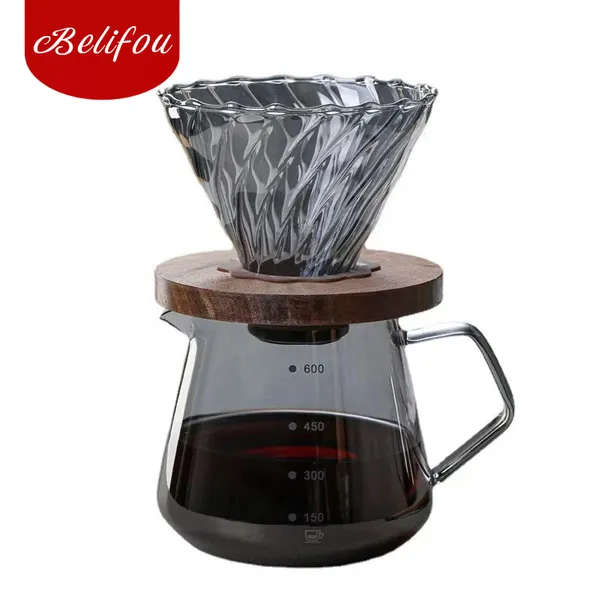 Belifou Kit Café de Vidro Borossilicado 600ml - Conjunto Completo com Filtro Espiral