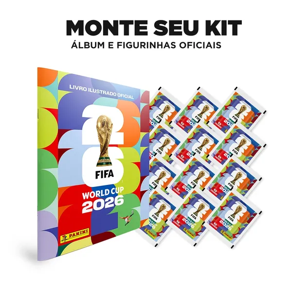 Kit Álbum e Envelopes de Figurinhas Copa do Mundo 2026