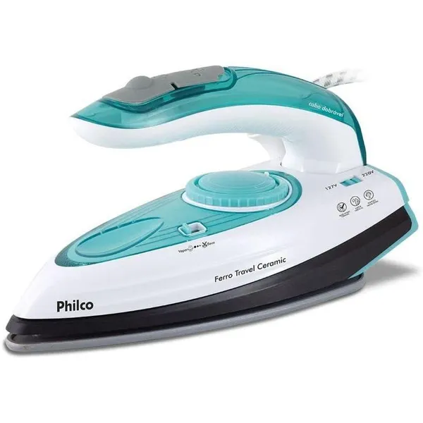 Ferro a Vapor Philco Travel Ceramic Bivolt Verde e Branco