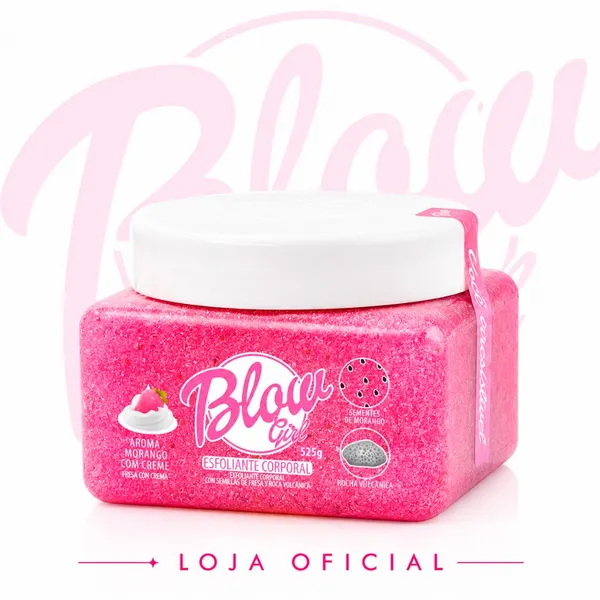 Esfoliante Corporal em Gel Blow Girl Morango com Creme Rocha Vulcânica e Efeito Glow 525g