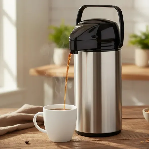 Garrafa Térmica De Café Airpot Inox 1,9 Litros De Pressão Apertar Hotel Pousada Bebidas Quentes