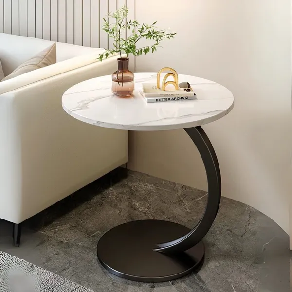 Mesa Decorativa Lateral Canto Redonda Apoio Sofá Cama Multiuso