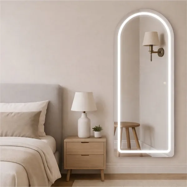 Espelho Corpo Inteiro 120x50 LED 3 Tons Touch Jateado Modelo Janela MADRI para Sala e Quarto