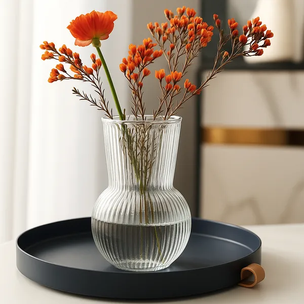 Vaso Decorativo de Vidro Arredondado 17cm Transparente Sala Mesa Flores