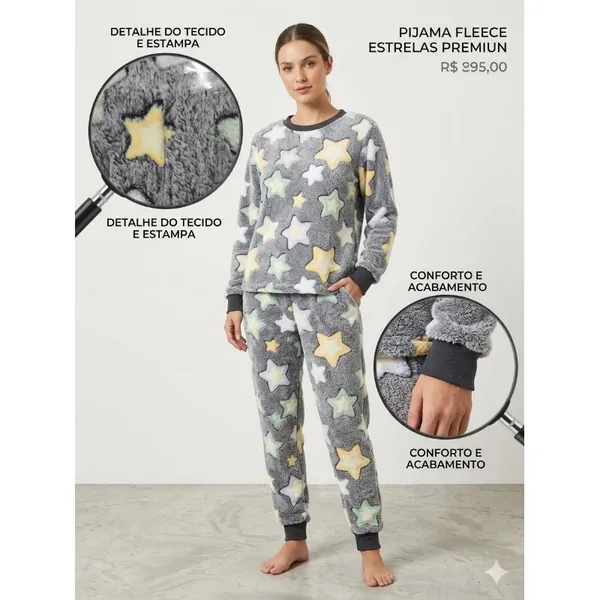 Pijama quentinho adulto flecce.
