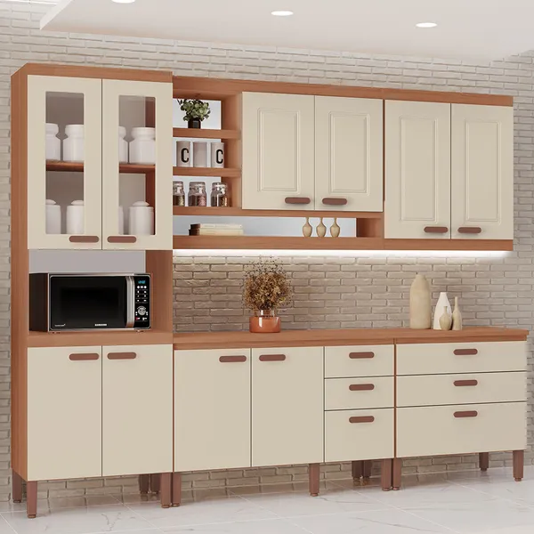 Cozinha Modulada Completa Móveis Home 100% MDF ​10 Portas e 6 Gavetas