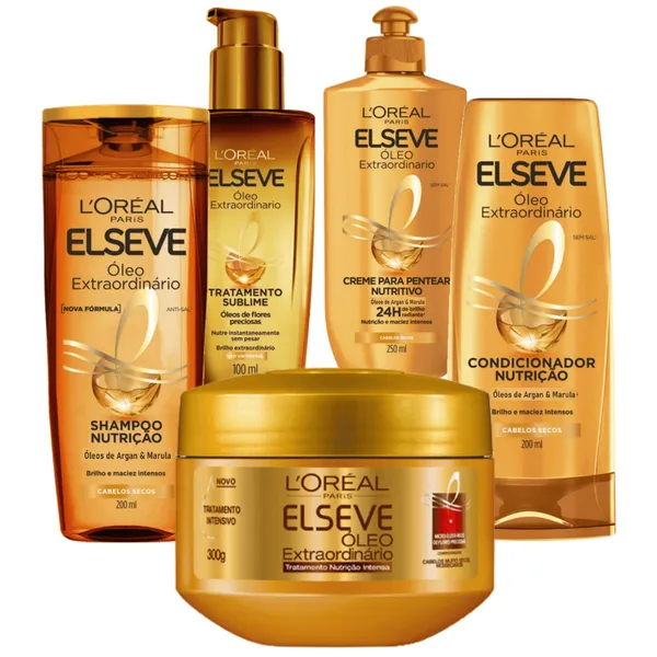 Kit Shampoo/Condicionador 200ml + Óleo Sublime Extraordinário + Creme Tratamento +  Pentear Óleo Extraordinário Elseve