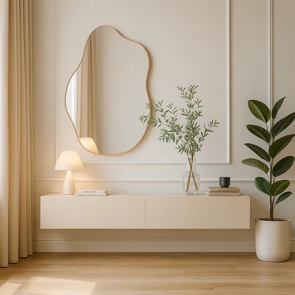 Aparador de Sala Hall Suspenso 2 Portas 110cm MDF/MDP Paris Off White