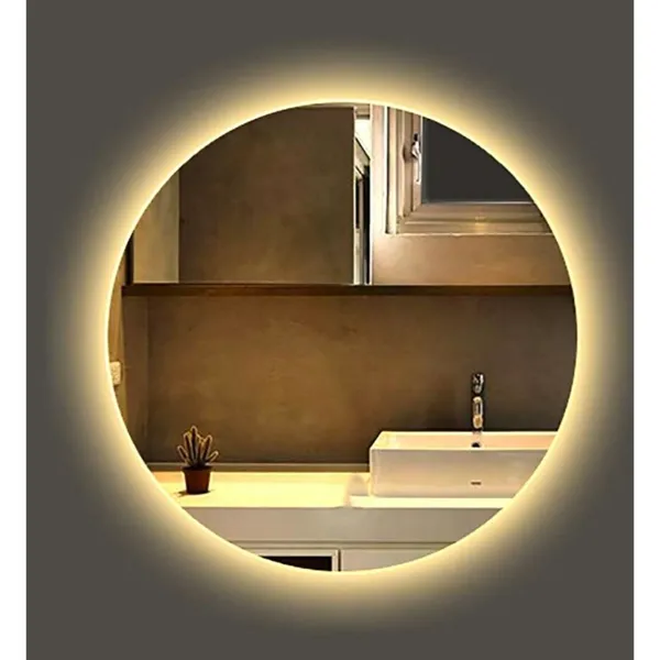 Espelho Redondo Lapidado Com LED Para Maquiagem ​Banheiro Quarto + SUPORTE
