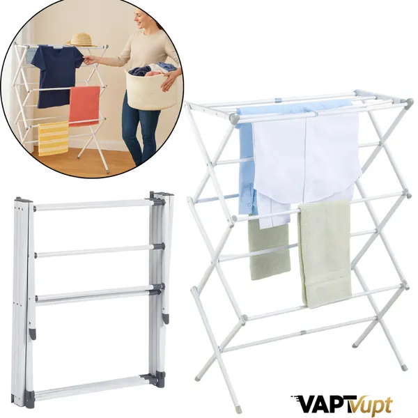 Varal ​Vertical De Chão Retrátil Dobrável 3 Andares Reforçado Extensível Apartamento Quintal - Branco