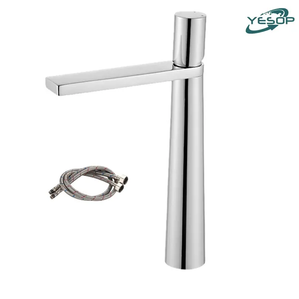 YESOP Torneira Banheiro Bancada Misturador Monocomando Alta 30cm Luxo Cromada Inox