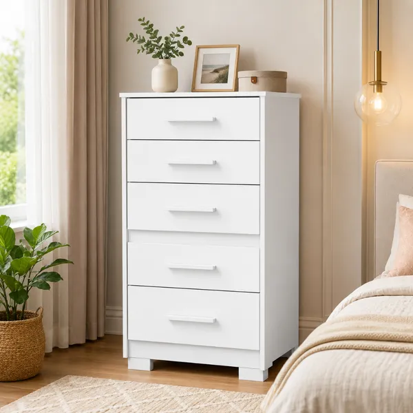 Cômoda Para Casas Quartos Reforçada 5 Gavetas Espaçosas Para Baby Gaveteiro Organizador Bebê Prymacy