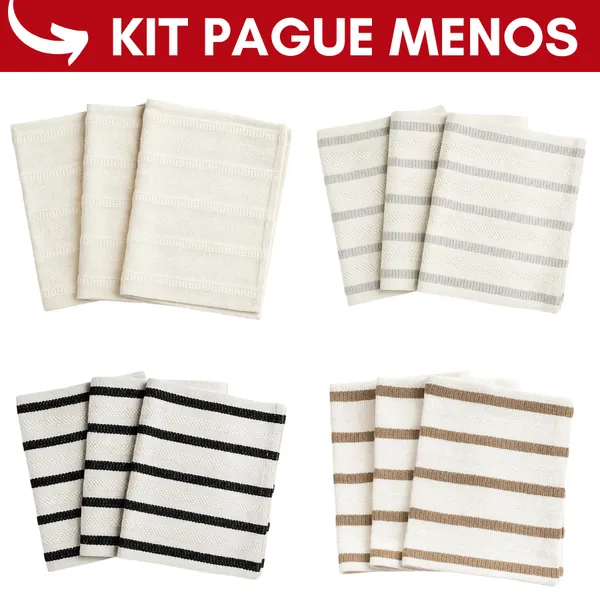 Kit 3 Tapetes Capacho Mandacaru 40x60 Algodão – Jogo Moderno para Porta com Listras