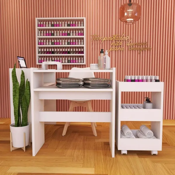 Mesa Para Manicure Mesa Com Prateleira MDP Salão Estética
