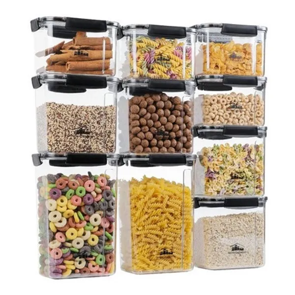 House Organizer Kit 10 Potes Hermeticos Retangular com Travas, Vedação em Silicone, Bpa Free Empilhaveis