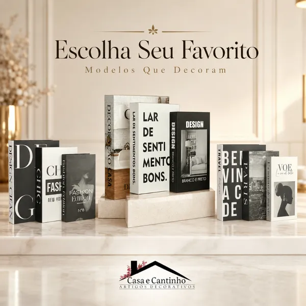 Kit Livro Decorativo 3 Peças Caixa Organizadora Livro Fake Porta Objetos Porta Treco