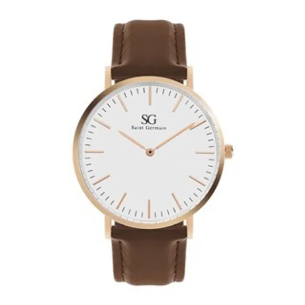 Relógio Masculino Marrom Saint Germain Bronx Rosé Gold 40mm - Fundo Branco