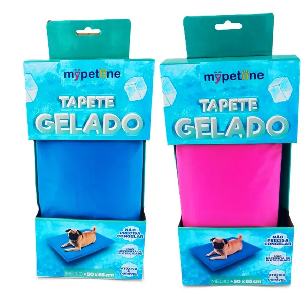 Kit 2 Tapete Gelado Médio Mypetone 65x50 para Cães - Rosa e Azul