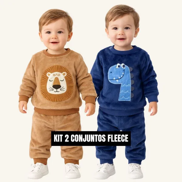 Kit 2 Conjuntos Fleece Inverno Infantil bebê, para frio, peluciado