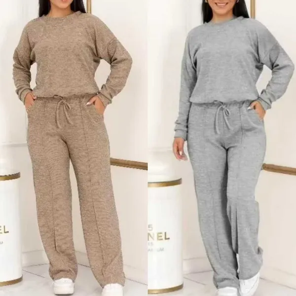 Conjunto feminino Ribi Canelada lanzinha 2 peças, blusa e calça pantalona