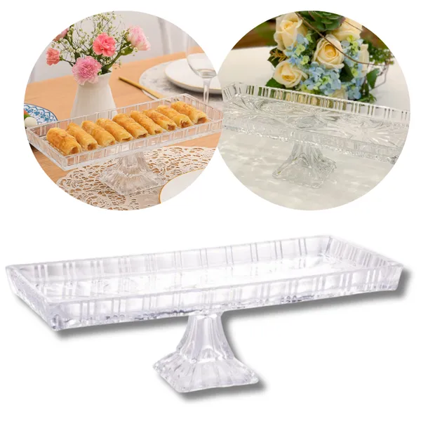 Travessa de Vidro Com Pé Cristal De Chumbo Decoração Dragon 34 x 15 x 10,5cm Lyor