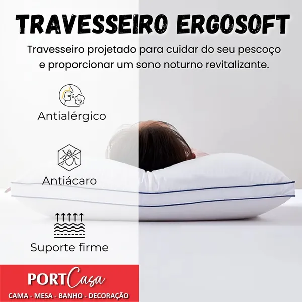 Kit 2 Travesseiros Camesa Ergosoft Hotel 50x70cm