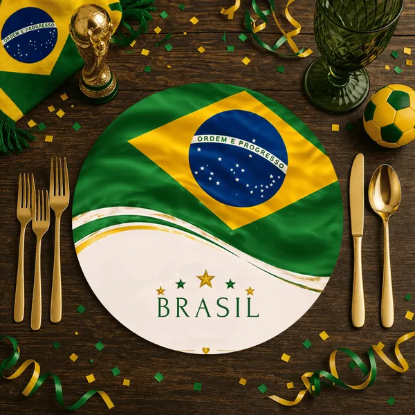Capa de Sousplat 35x35 Copa do Mundo 2026 - Jogo Americano Brasil