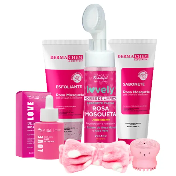 Kit skincare rosa mosqueta limpeza de pele
