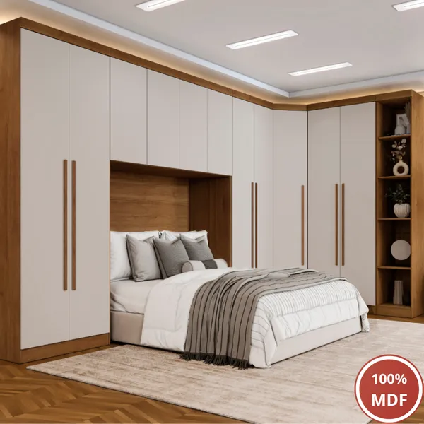 Guarda Roupa Modulado Casal MDF 11 Portas e 9 Gavetas Amplo espaço Interno Safira 011 Una Mobília