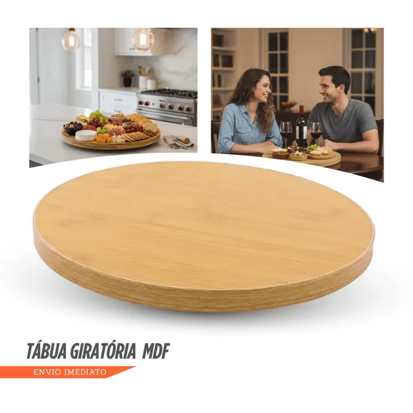 Tabua De Bambu Petisqueira Com Base Giratoria 360° Tábua de Frios Petiscos Giratória 100% Ecológica