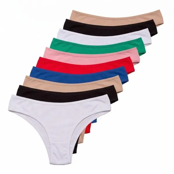 Kit 10/5 Calcinha 100% Algodão Feminina Conforto Lisa Antialérgica Lingerie Mulher Dia a Dia Cores Lisas Cintura Alta