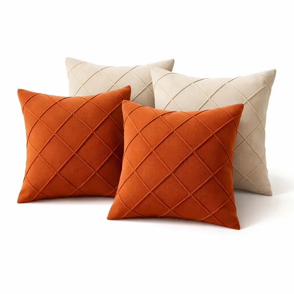 Kit 4 Capas de Almofada 40x40 Suede Luxo Decorativa ​para Sofá Sala Quarto Macia com Zíper