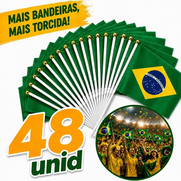 Bandeirinhas Do Brasil Copa Do Mundo 2026  De Mão Torcida Com Cabo Haste Manifestação Atacado