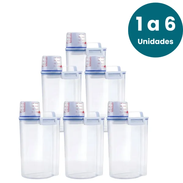 1 a 6 Dispensers Organizadores de Lavanderia Pote Hermético 2,5L Porta Sabão Amaciante Tira Mancha