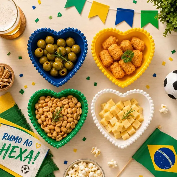 KIT C/ ATÉ 20 CUMBUCAS/PETISQUEIRA CORAÇÃO CORES DO BRASIL 300ML EM ACRÍLICO, FESTAS, COPA DO MUNDO