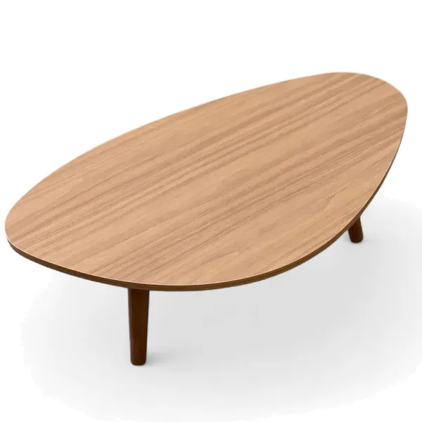 Mesa de Centro Orgânica  Pés Palito em Madeira 90x52cm