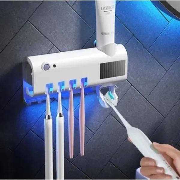 Porta Escovas de Dente Esterilizador com Dispenser de Pasta