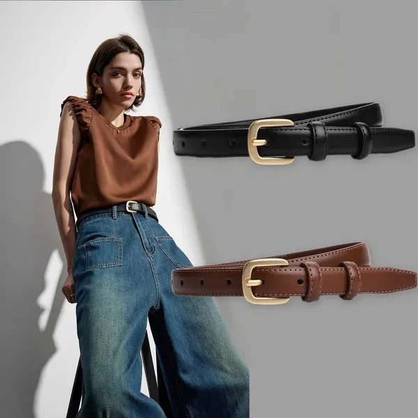 Verão Estilo Coreano Feminino Cinto De Couro Fino Liga Pino Fivela Para Denim Casual