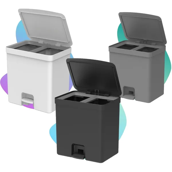 Lixeira Trium Banheiro Cozinha Escritorio Consultorio C/ Pedal ​20l Cesto Dual Reciclagem Removivel