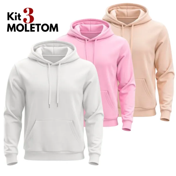 Kit 3 Moletom Liso Unissex