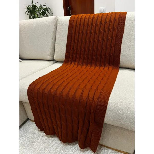 Peseira Manta Trança, para sofá ou cama, tricot, 180x60cm