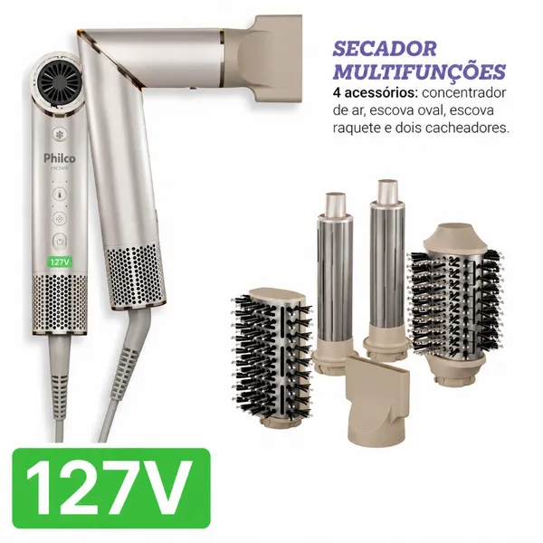 Secador de Cabelo Philco PSC3500 127V Profissional Potente Leve Uso Diário