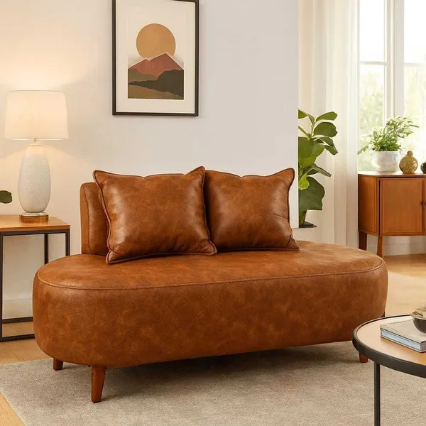 Sofa Organico Tecido Corino ​1,15 Cm Curvo Feijão Para Sala Recepção Visammer