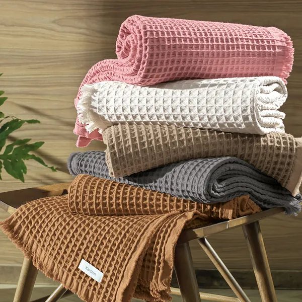 Manta Decorativa 100% Algodão Premium 150x200cm Denver Piquet Trançado Tricot Lã Escovada Karsten